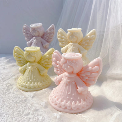 Moule à bougie ange en silicone rose pour décoration Noël DIY