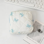 Sac cosmétiques polyestère noir blanc rose bleu cuir mat fermeture glissière poudre compacte brosse