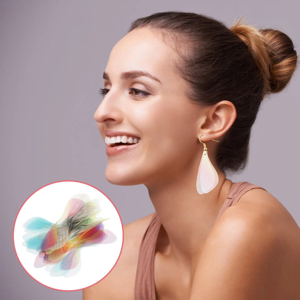 épingles cheveux multicolores effet plumes translucides moderne élégantes