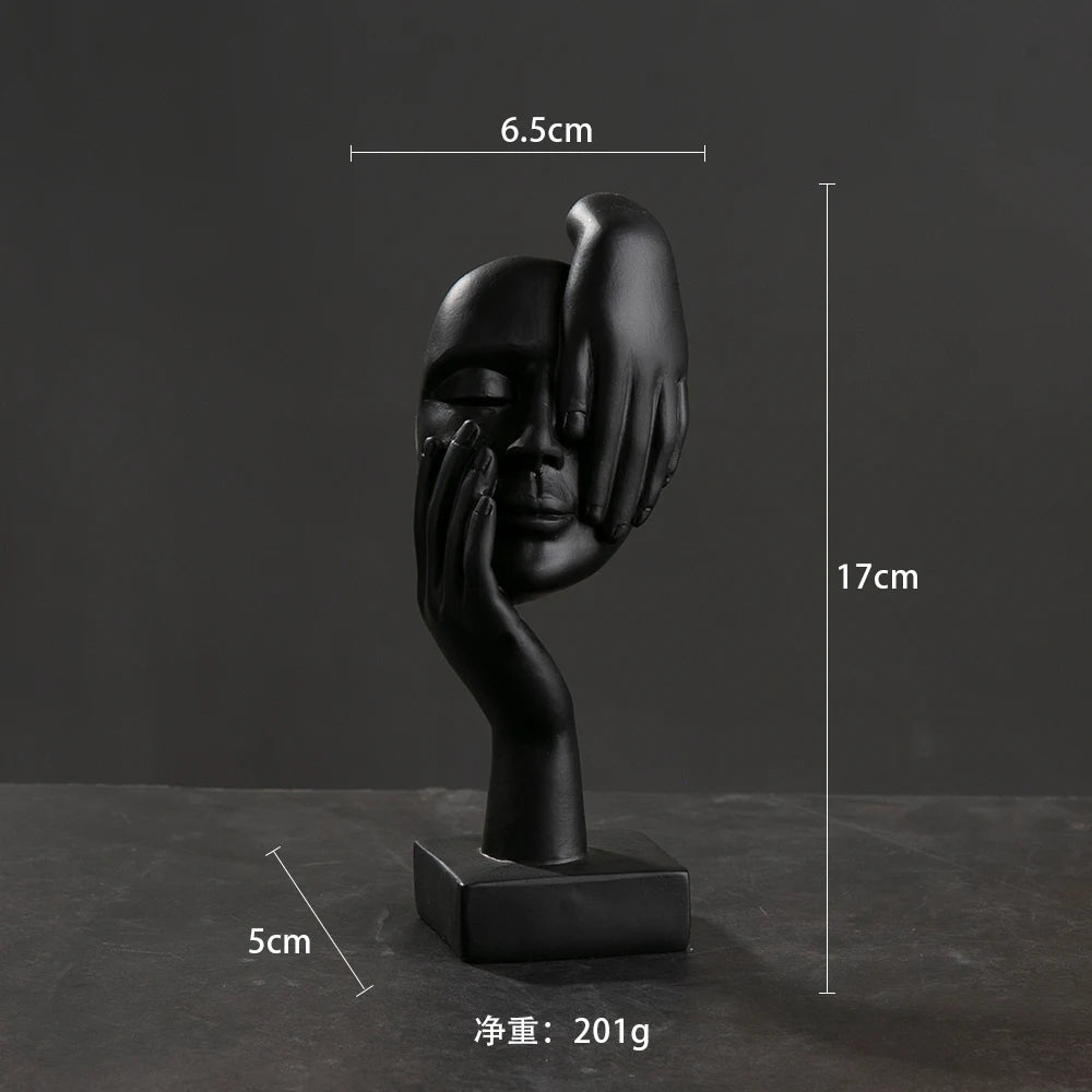 statuettes décoratives visage humain noir blanc doré modernes minimalistes abstraites contemporaines base carrée livres