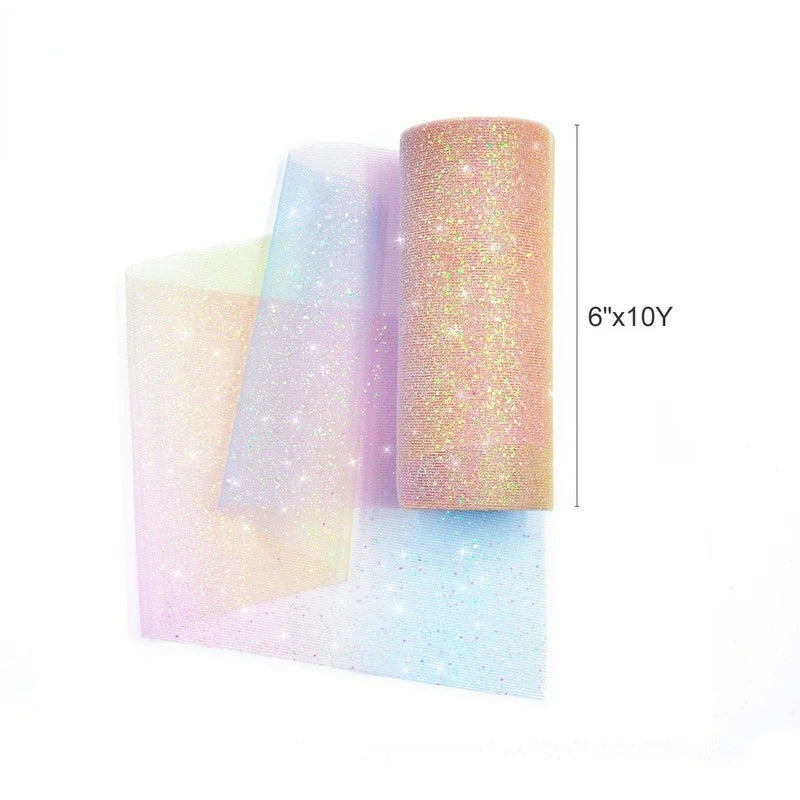 ruban tulle pailleté multicolore opacité décoration mariage anniversaire fête enfants noël saint valentin baptême