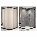 cabine douche pliante rideau polyester tufté beige gris bleu marine rayures verticales moderne tringle