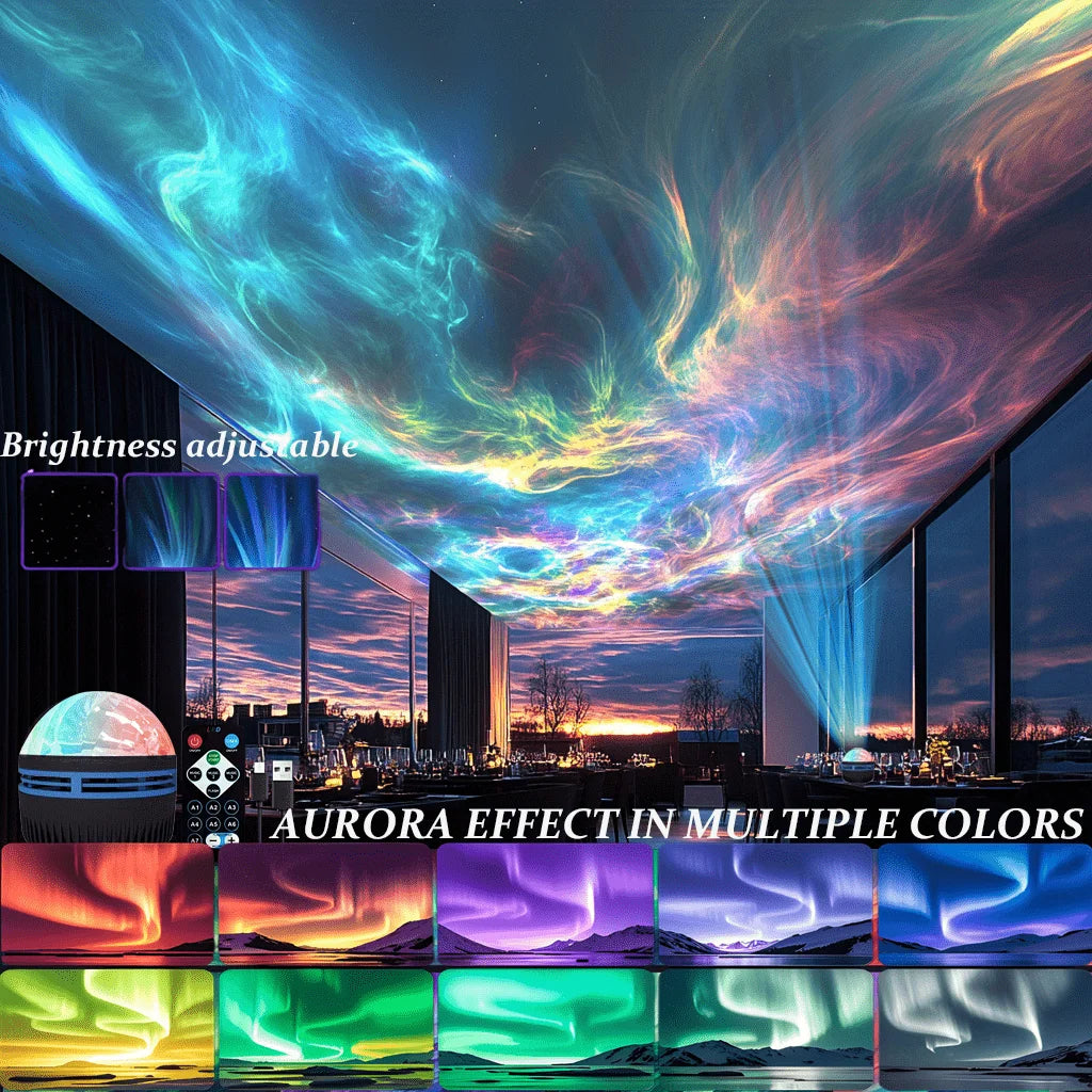 projecteur aurores boréales ciel étoilé couleurs télécommande usb ambiance cosmique moderne