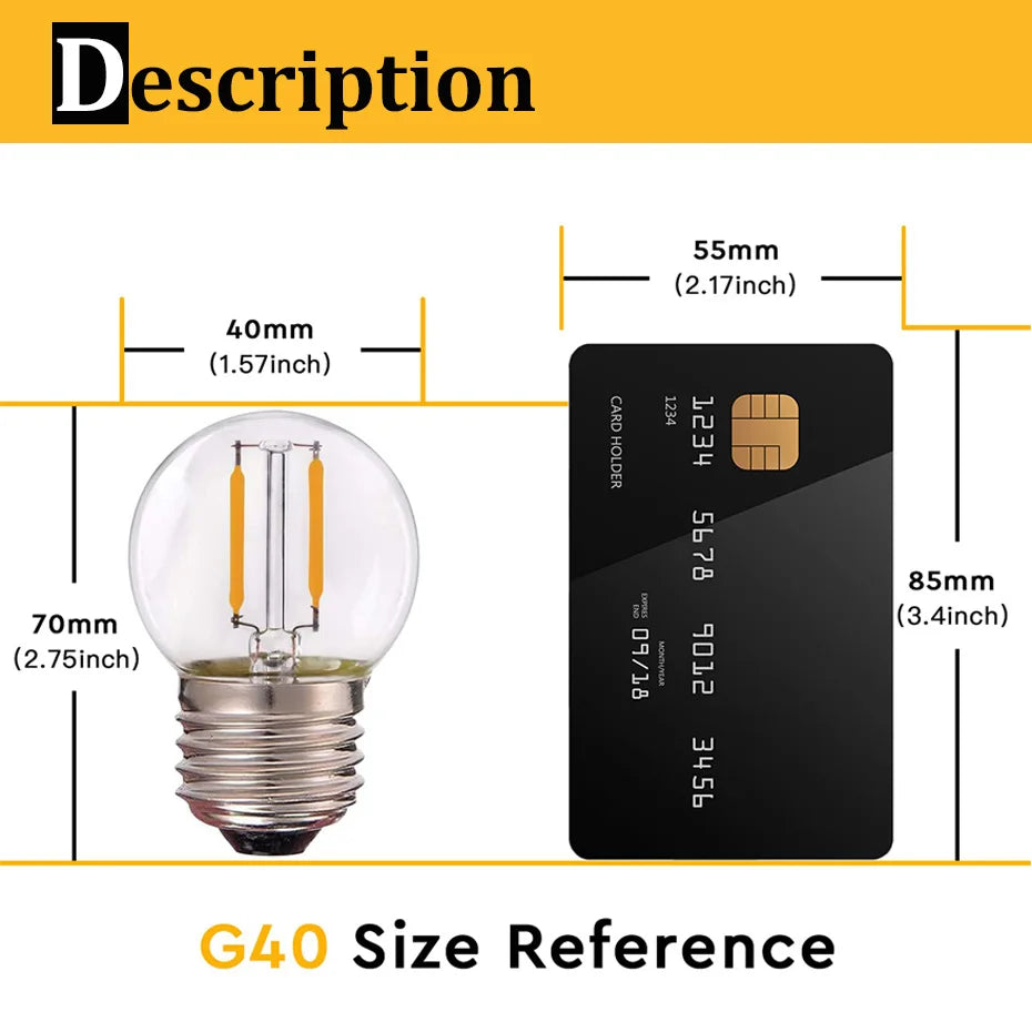 ampoule led filament doré transparente e27 1w 2700k dimmable ac 110v 220v moderne 249lm