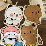 serviettes suspendues kawaii pandas ours pelucheuses brodées toilette enfantine blanc marron rose