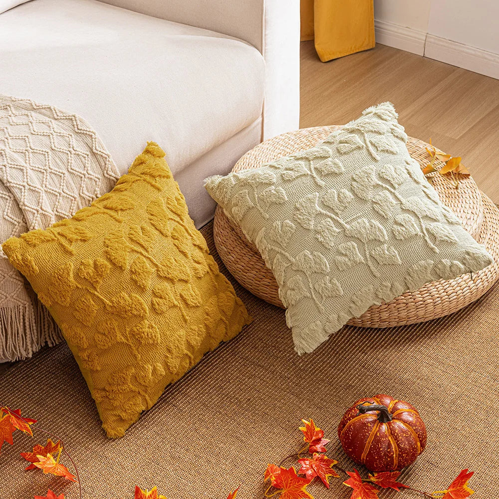taies d'oreiller polyester feuilles d'érable orange beige halloween rustique sans rembourrage 45x45cm 50x50cm