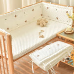 coussin lit bébé ans unisexe blanc ours brodé points ronds rubans doux confortable four