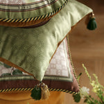housses coussin motif floral vert fleur grace vintage tissu velours carré 45x45cm
