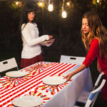 nappe table rayée rouge blanche étoiles dorées anniversaire mariage événement festivealloween nouveauannée
