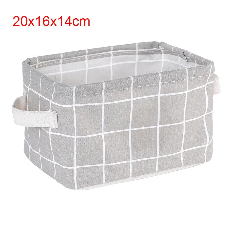 panier rangement pliant lin blanc noir rayures lettres poignées cuir moderne