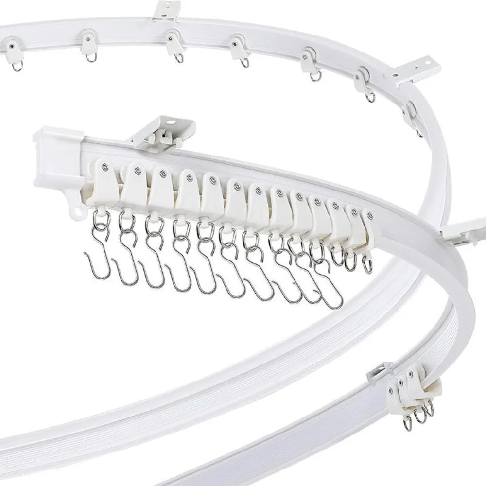 rideau polonais kit rail circulaire blanc moderne accessoires chariot roues crochets supports muraux