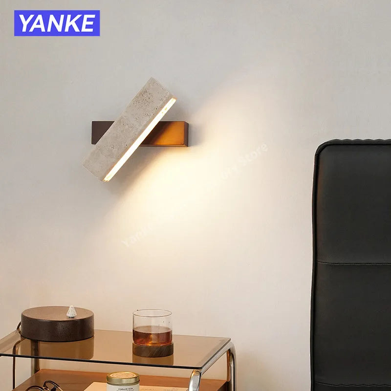 lampe murale moderne pierre bois blanc beige brun fixée mur led 249 2000lm