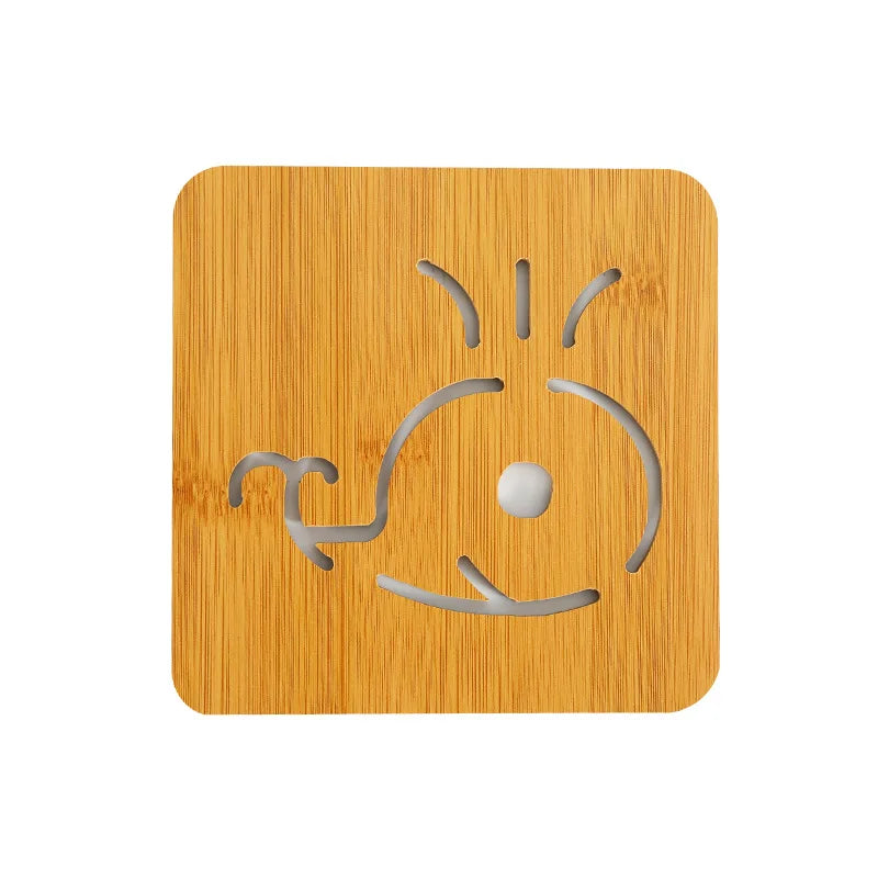 tapis table carré bois motif animaux anti dérapant moderne naturel décors cuisine