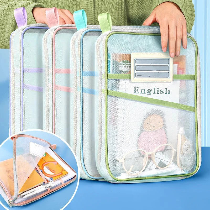 sac rangement documents transparent moderne fermeture glissière réutilisable respectueux environnement pratique fournitures scolaires