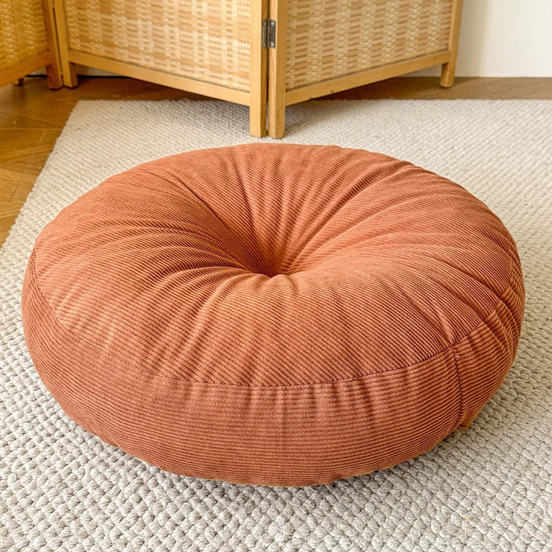 coussin rond moderne corduroy gris orange blanc doux extérieur sol lombaire câlin