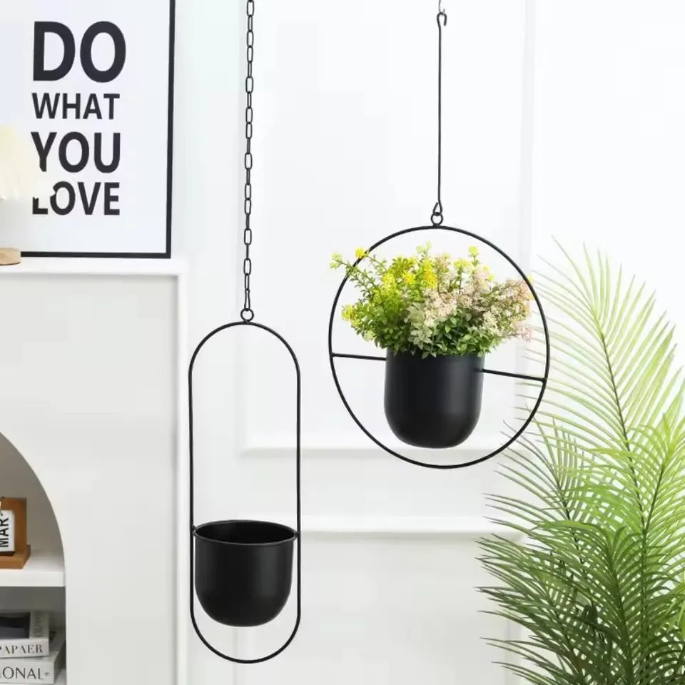 pots suspendus modernes noirs or simples chaînes décoration maison minimalistes
