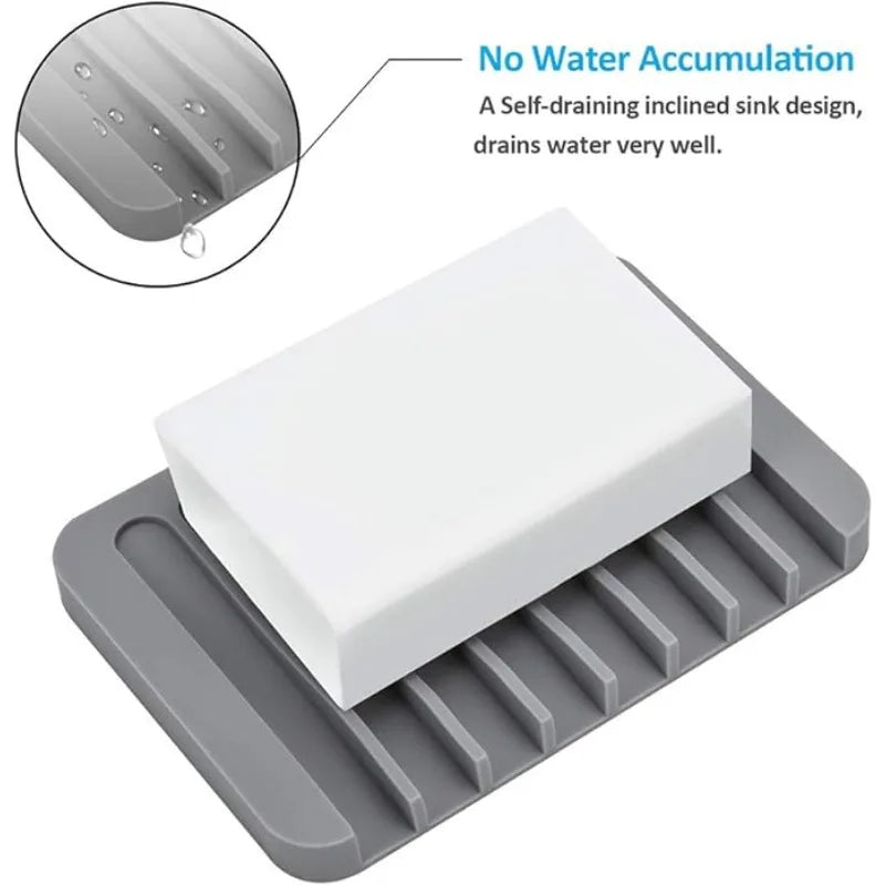 support savon silicone blanc gris rayures moderne facile nettoyer douche salle bain