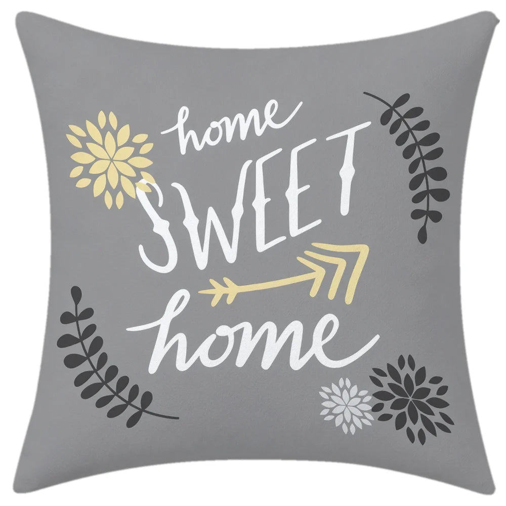 lot housses coussin décoratives gris jaune motif floral moderne canapé chambre