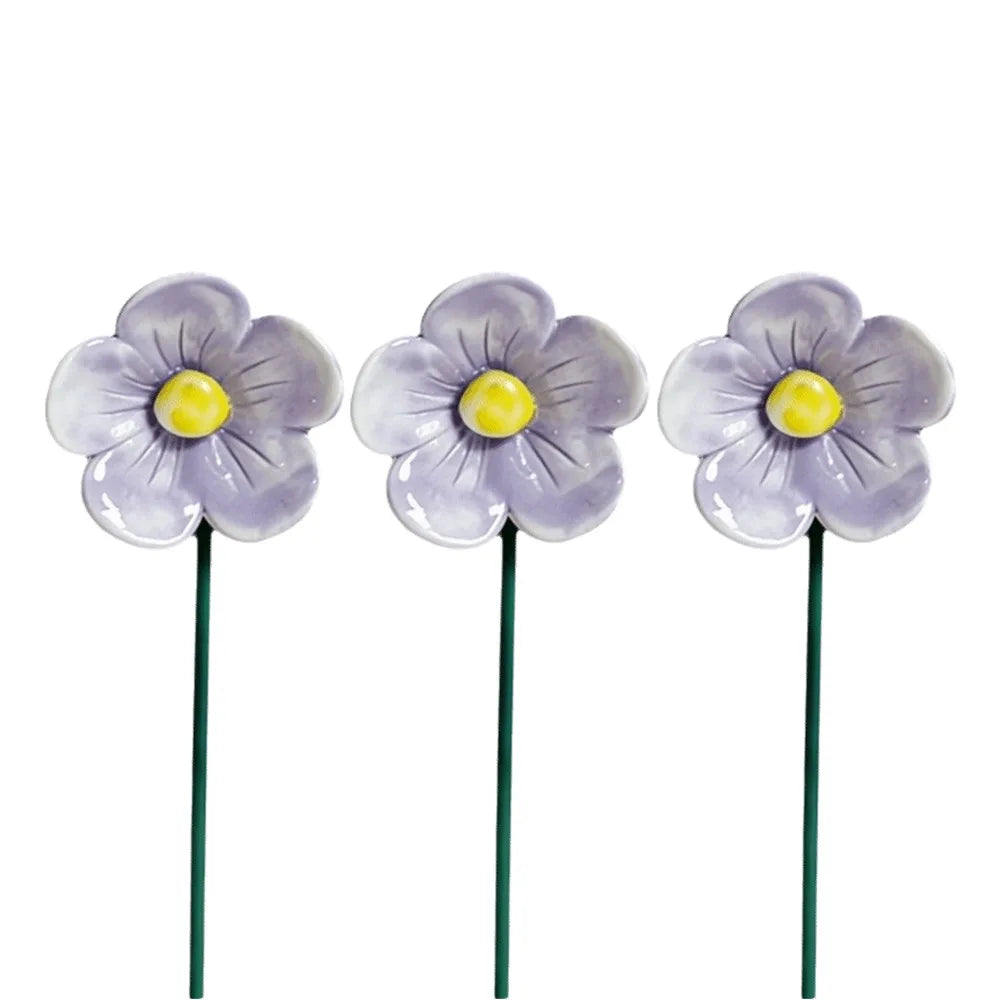 fleur artificielle céramique verte bleue rose rouge violette centre jaune minimaliste moderne jardin decoration