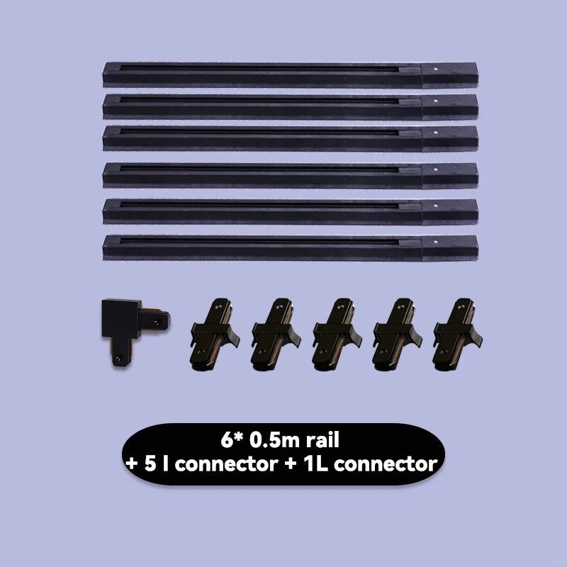 système rail led noir moderne connecteurs rails modulables éclairage intérieur salon