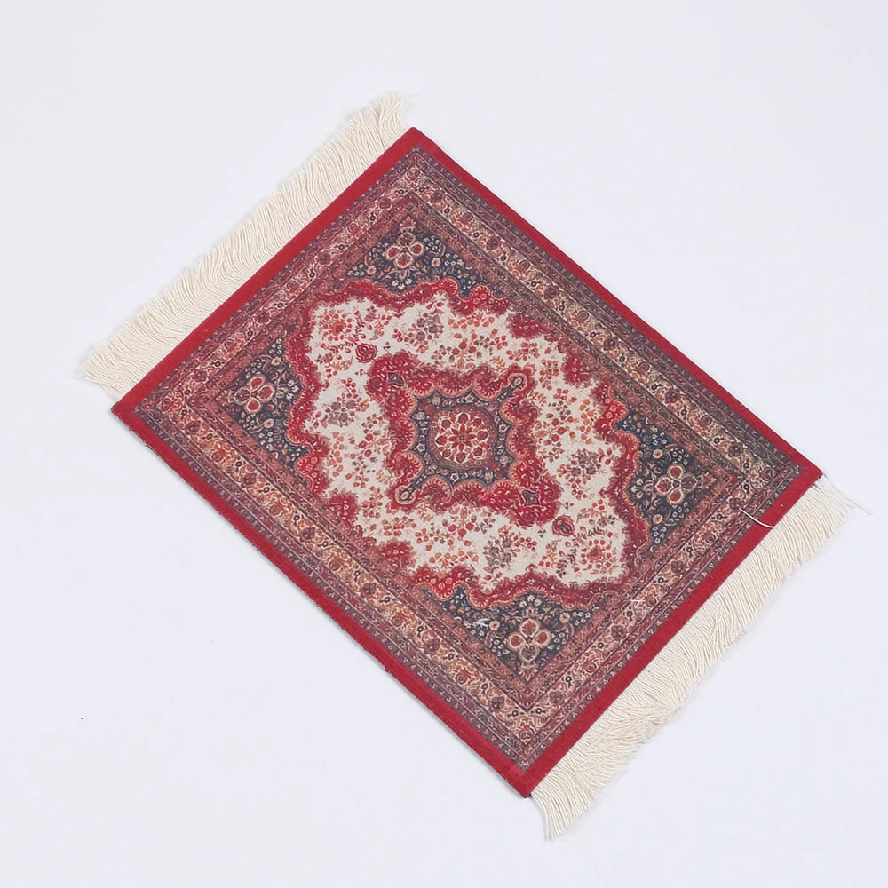 tapis table tissu ornements floraux rouge bleu beige classique adhésif décoration traditionnel