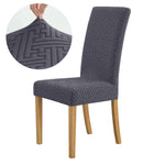 housse chaise moderne motif géométrique gris polyester anti poussière élastique banquet mariage salle manger