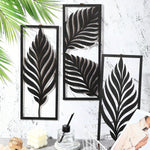 plaque murale bois feuilles stylisées marron noir vintage boho chic crochets gravure