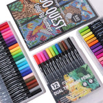 stylos bille pinceau pointe noir rose violet rouge moderne art dessin pratique set