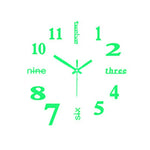horloge murale moderne stickers numérotés 3d vert fluo noir doré minimaliste salon