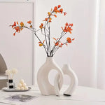 vases decoratifs modernes plastique blanc beige orange rose jaune vert minimalistes sculpturaux fleurs artificielles