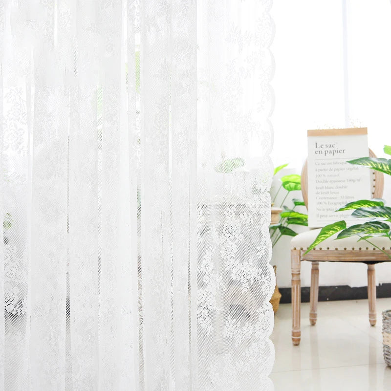 rideau tulle dentelle blanche romantique vintage shabby chic fenêtre chambre salon