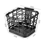 panier avant vélo électrique noir grille ouverte couvercle détachable rangement plastique utilitaire fonctionnel