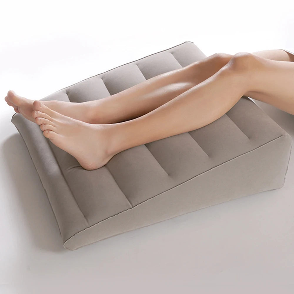coussin d'appoint gris clair tissu uni moderne valve gonflable voyage qualité polyester coton PVC