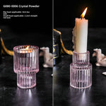 photophore verre transparent moderne bougies assorties rayures verticales décoration intérieure table élégant support