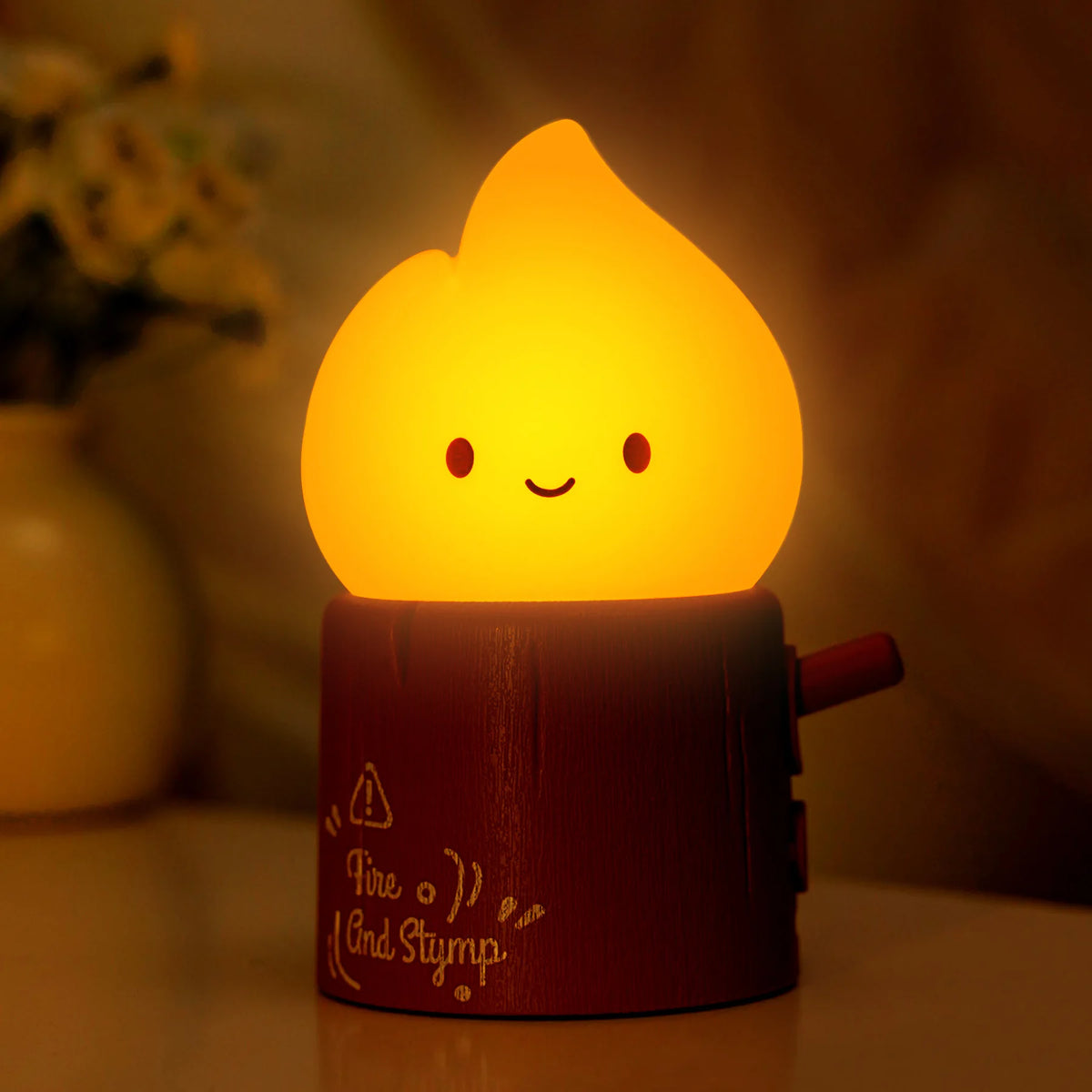 lampe nuit sans flamme réglable led souriant orange chambre enfant mignon controle luminosité