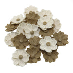 fleurs décoratives rustiques relief beige clair coton polyester artisanal opacité 5cmx5cm