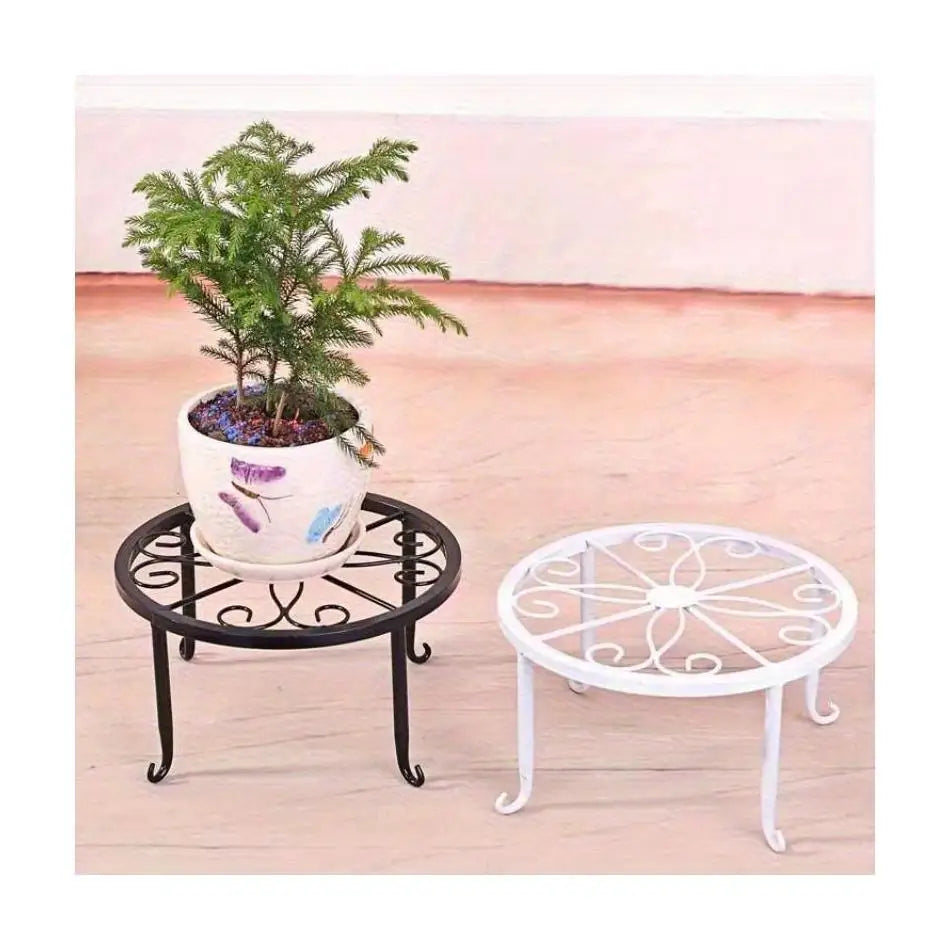 support plante métal moderne ornements floraux élégant noir blanc robusteintérieurextérieur
