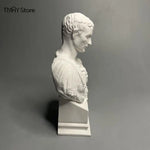 statue blanche buste romain armure antique ciment socle multiple décoration intérieure classique européen