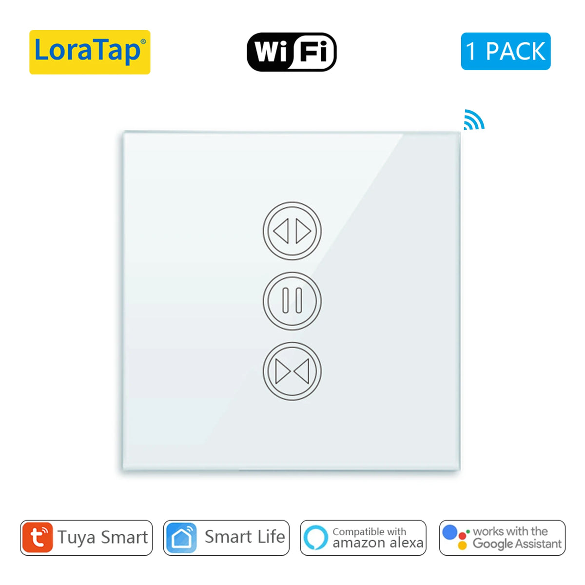 interrupteur intelligent rideau roulant wifi google alexa app smart life blanc moderneécran tactile
