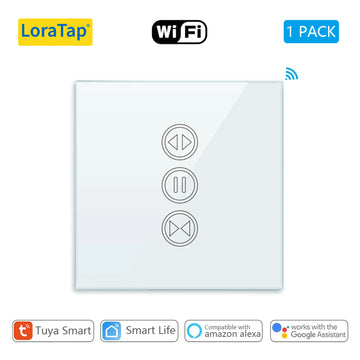 interrupteur intelligent rideau roulant wifi google alexa app smart life blanc moderneécran tactile