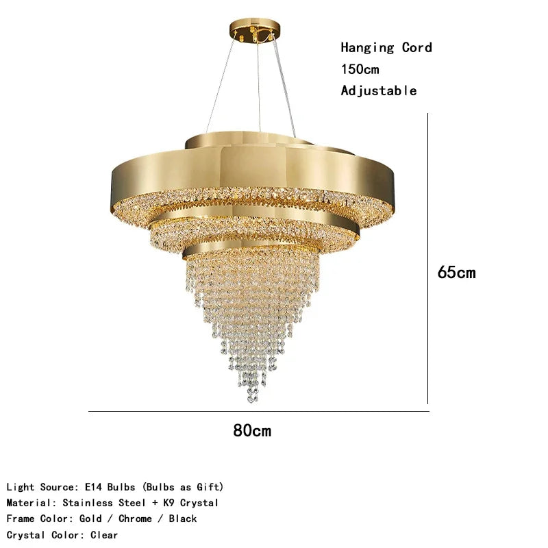 lustre doré cristal transparent moderne élégant suspension cristal chambre salon