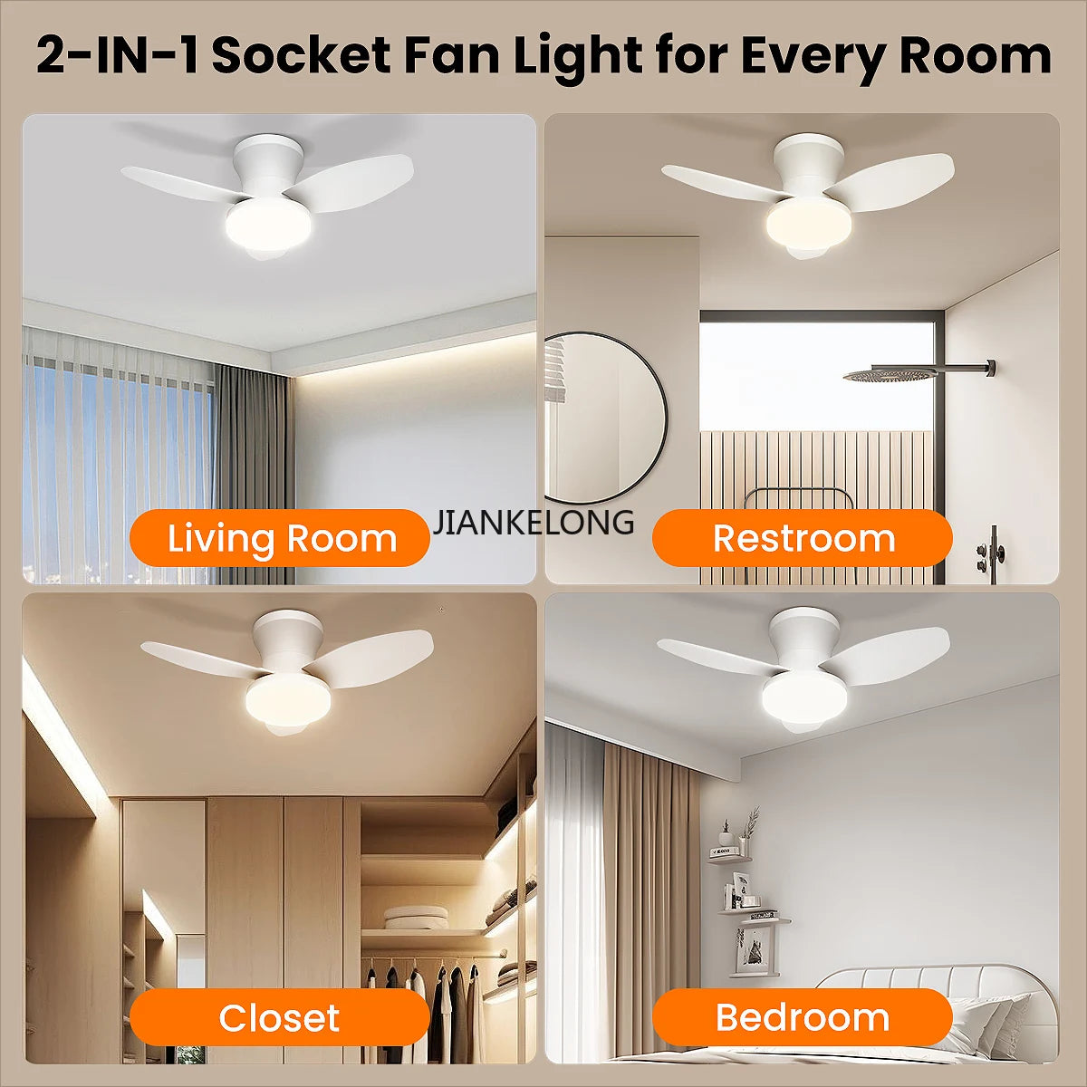ventilateur blanc lampe intégrée moderne télécommande vitesses led reversible