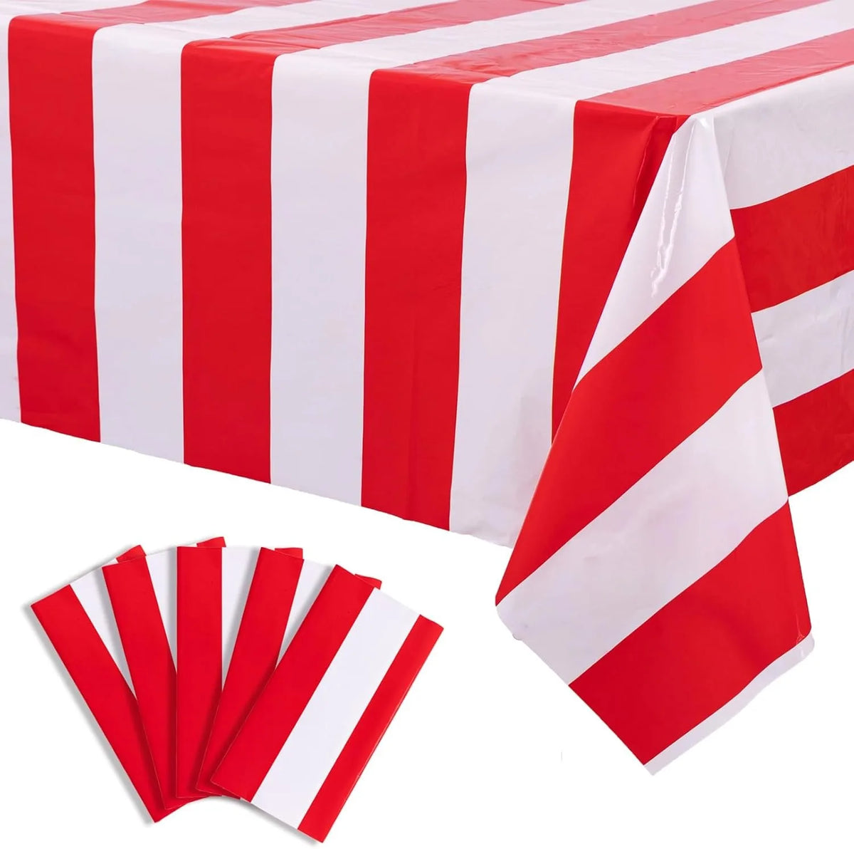 nappe rayée rouge blanche festives occasions tables serviettes décorations anniversaire fêtes