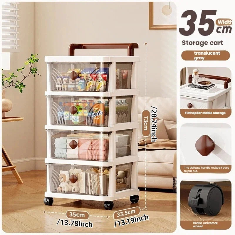 meuble rangement tiroirs roues blanc moderne rayures grises