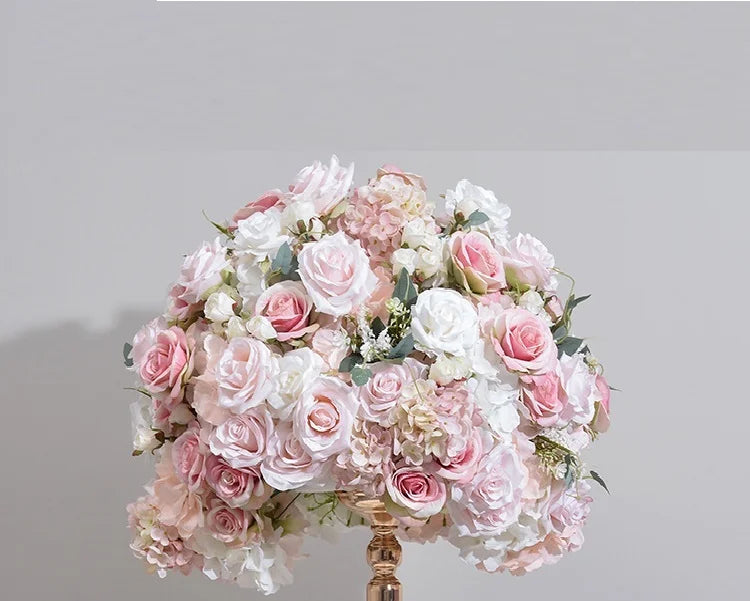 décoration mariage bouquet fleurs artificielles roses hortensias classique intérieur 60cm blanc violet
