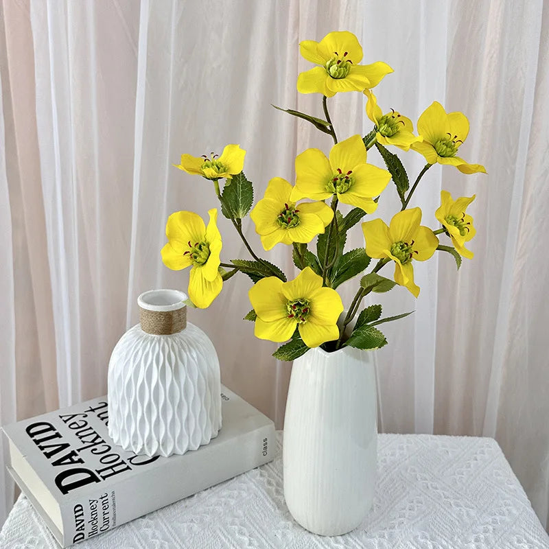 décoration intérieure bouquet artificielle fleurs soie vase moderne minimaliste rouge jaune blanc
