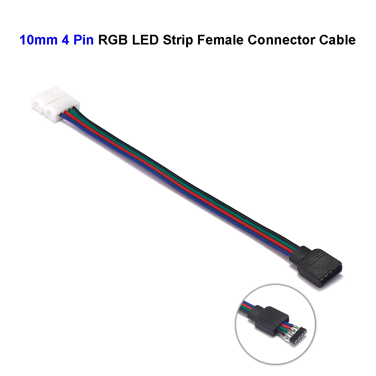 connecteur extension câble bande led rgb broches fils électriques éclairage intérieur blanc noir