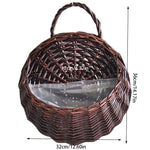panier osier tressé marron clair traditionnel suspendu maison décoration fleurs pots jardin