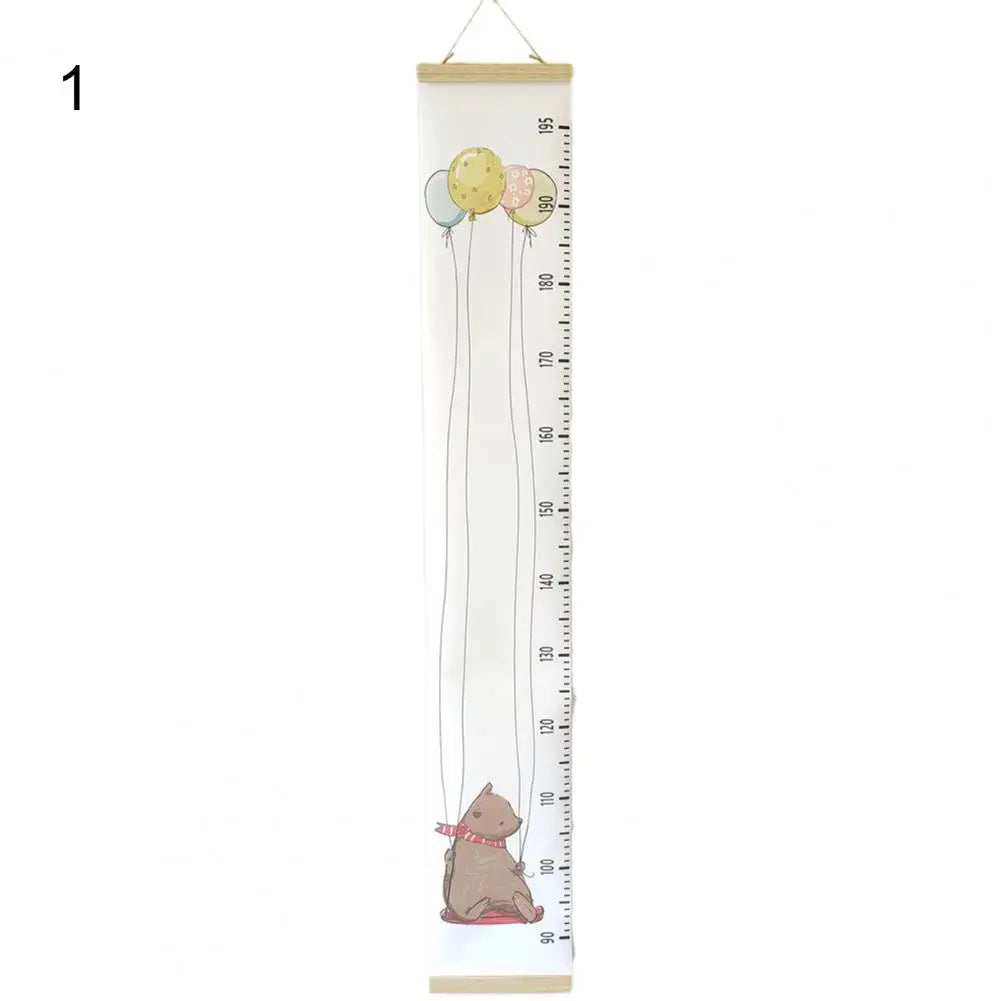 tableau mesure hauteur enfant illustration animales stickers muraux couleur rose jaune blanc chambre bébé