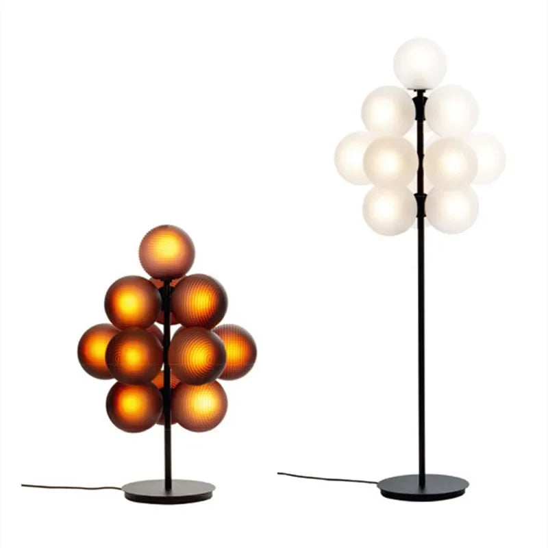 lampe sol led moderne blanc marron gris verre dépoli texture papier japonais interrupteur bouton